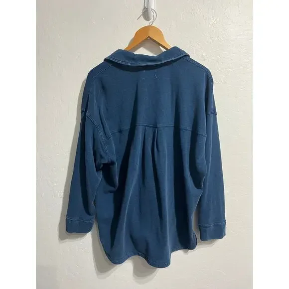 Z SUPPLY Set Med All Day Hunter Denim French Terry Shacket Pants Lounge Jacket - Picture 8 of 14